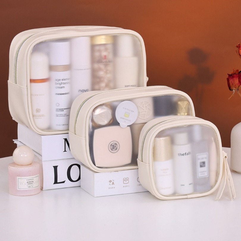 Luxury Skincare Set - Halbtransparentes Luxus-Kosmetiktaschen-Set, 3-teilig, Große Reise-Kosmetikorganizer-Taschen, Tragbare