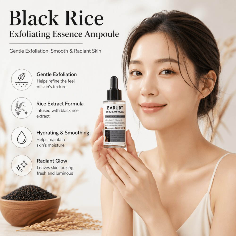 Luxury Skincare Treatments - Exfolierende Schwarzer-Reis-Ampulle 80ml, Sanfte tägliche Hautbehandlung,